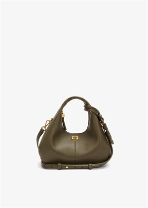 Hobo mini grained bag Military Olive C1040003 Ganni 